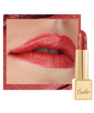 OULAC Orange Metallic Shine Lipstick Coral Shine High Impact Lip  Stick Lightweight Soft and Ultra Hydrating Long Lasting Vegan & Cruelty-Free Full-Coverage Lip Color 4.3 g/0.15 oz Dangerous(02)