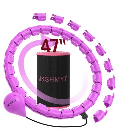 JKSHMYT Smart Weighted Fit Hoop Plus Size for Adults Weight Loss, Hula Circle-2 in 1 Infinity Fitness Hoop, 24 Links Detachable & Size Adjustable, with Ball Auto Rotate 360 Degree for Women 24 Links-Purple 47-58