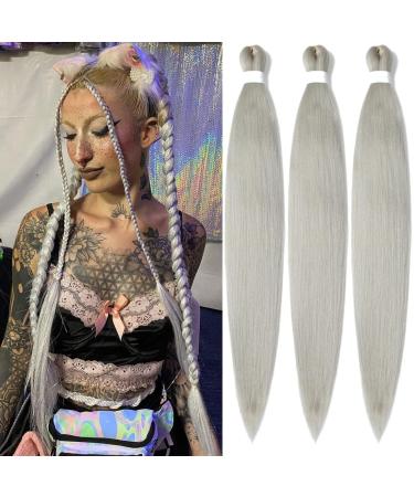 Braids Kunsthaar 26 inch 3packs ginger braiding hair for braids hair for a single-laid Box Braids Kunsthaar for simple synthetic braiding hair extensions braids braid extensions (26 inches silver#) 66cm-26 inch (3-pack) silver##