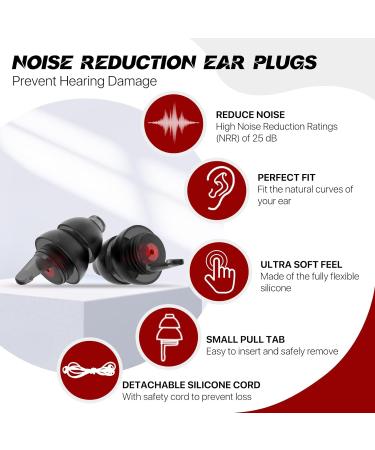Buy 2 Pairs Motorcycle Earplugs with Lanyard | Hearing Protection for Motorcyclists Racing & Touring | Reusable Soft Silicone Transparent Black - Buy Online on GoSupps.com