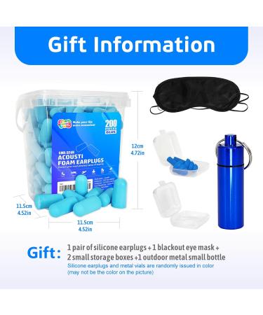 200Pcs Soft Foam Ear Plugs - Noise Cancelling Slow Rebound Disposable Earplugs for Sleeping Snoring Shooting Study Travel (Blue) - International Shipping Available - Buy Online on GoSupps.com