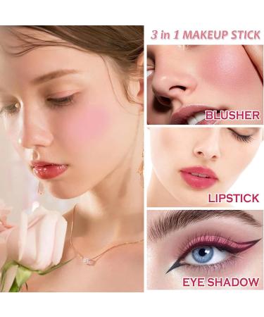3Pcs Cream Blush & Highlighter Sticks for Cheeks & Lips - Highlighting Bronzer Pen for All Skin - High Gloss White & Milk Tea Pink - 3 Count (Pack of 1) - Buy Online on GoSupps.com