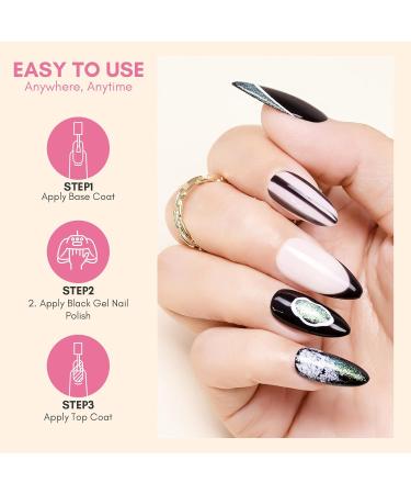 Makartt Black Gel Nail Polish - 2Pcs*15ML Gel Polish Kit Shellac Nail Polish Pure Colors Soak Off UV/LED Gel Nail Polish for Manicure Salon Home DIY Nail Art Design Black(2pcs*15ml) - Buy Online on GoSupps.com