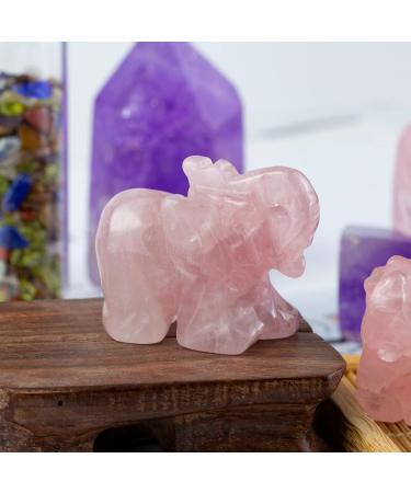 Rose Quartz Crystal Elephant Stone 1.5 inch - Reiki Healing Gift - Buy Online on GoSupps.com