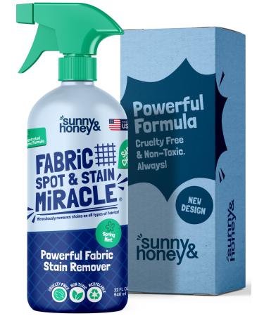 Sunny & Honey Fabric Stain Remover - Non Toxic Carpet Stain Remover Spray - Spot & Stain Remover for Upholstery Couch Laundry Rug Car Seat Sofa and More - 32oz - Pet & Baby Stain Remover