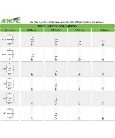 Apache Laminating Pouches 5 mil  for 8.5 x 11 inch Letter Size Paper 9 x 11.5 inch Sheets  100 Pack 5mil  Letter  100 Pack - Buy Online on GoSupps.com