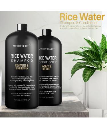 Rice Water Shampoo & Conditioner Set - Nourishing Hair Care Promotes Growth & Shine - 16 fl oz Each - Buy Online on GoSupps.com