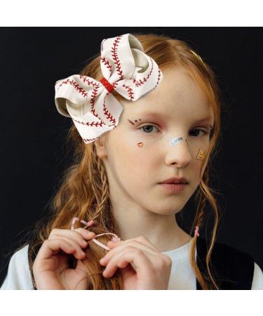 Bow Hairpin Large Leather Baseball Bow Hairpin Softball Bow Hairgrips Hair Accessories Hair Clip for Kids Girls White - Buy Online on GoSupps.com