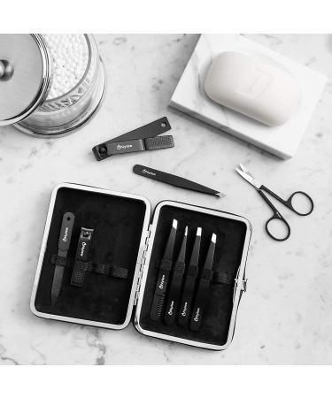 9pcs Nylea Stainless Steel Tweezers Set & Nail Clippers - Precision Slant Tip for Eyebrows, Facial Hair & Ingrown Hair - Men & Women - Buy Online on GoSupps.com