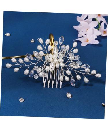 Angoily Bridal Pearl Comb Bride Headpiece Pearl Tiara Barrettes for Girls Bride Hair Comb Bride Hair Clip Headdresses Hair Clips Rhinestone Women's European and American Hair Accessories - Buy Online on GoSupps.com