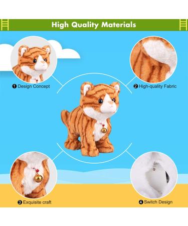 Yellow Plush Interactive Cat Robot Toy | Barking Meow Kitten | Touch Control Electronic Pet Toy | Animated Toy for Girls | L 12 H 8 W 5 | Yellow Pattern - Buy Online on GoSupps.com