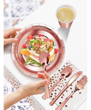 Nkaiso141Pcs Rose Gold Party Tableware Party Paper Plates and Cutlery Set Includes Plates Cups Dinnerware Napkins for Birthday Wedding Babyshower Decorations Supplies-20 Guests Pure Rose Gold - Buy Online on GoSupps.com
