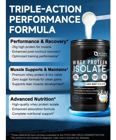 NATURE TARGET Pure Whey Protein Powder Vanilla 1.04LB(471g) Vanilla 1.04 Pound (Pack of 1) - Buy Online on GoSupps.com