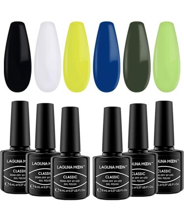 LagunaMoon Neon Gel Nail Polish Set - 6 Vibrant Colors for Salon-Quality DIY Nails - UV/LED Soak Off Lacquer Kit for Manicure & Pedicure - Greener Pastures Collection - Buy Online on GoSupps.com