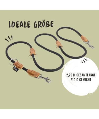 Rudelk nig 2.25m Dog Leash for Large & Medium Dogs - 3-Way Adjustable Black 225 x 1.2cm - Durable & Stylish - Buy Online on GoSupps.com