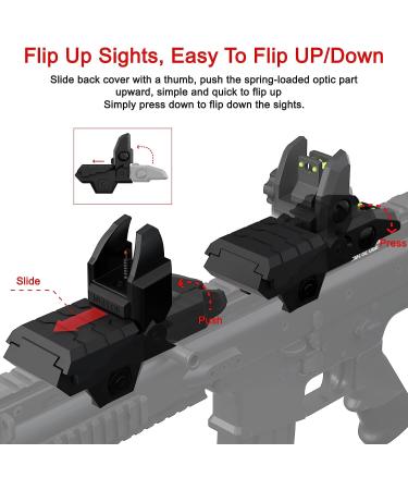 RTMGOB Flip Up Fiber Optic Red Green Dot Sights - Adjustable Front and Backup Sights Set (Black) - Buy Online on GoSupps.com