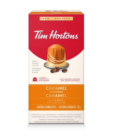 Tim Hortons Caramel Espresso Capsules Nespresso Original Line Compatible Capsules 10 Count Caramel Espresso 10 count (Pack of 1)