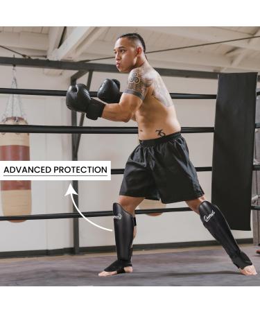 Onomaste Leather Shinguards for Martial Arts | Padded Protection for MMA Karate Kickboxing and Krav Maga - Large/X-Large - Buy Online on GoSupps.com