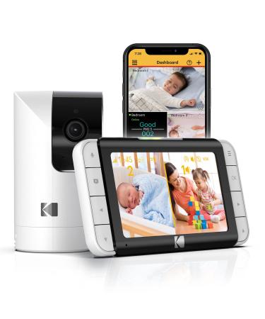 KODAK Cherish C525P Intelligent Video Monitor for Babies Video for Quick and Reliable Checks Long Battery Life during Night and Night HD PTZ camera with 1 baby monitor