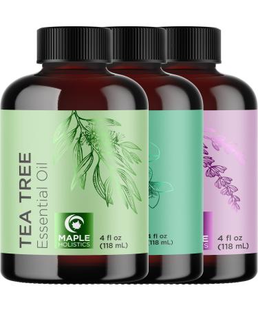 Premium Hair Oils for Hair and Skin - Pure Tea Tree Lavender and Eucalyptus Oils for Hair and Skin Care - Hair Treatment Oils Set with Eucalyptus Lavender Tea Tree Essential Oil 4 Fl Oz Each