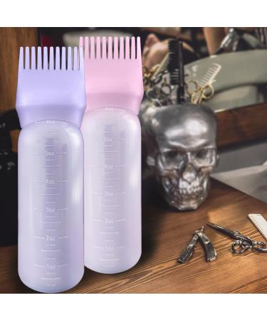 FYJLXF 2 Pack Root Comb Applicator Bottle 6 Ounce Hair Dye Applicator Brush Transparent Applicator Bottle with Graduated scale Hair Coloring Dye and scalp treament essential Purple - Buy Online on GoSupps.com