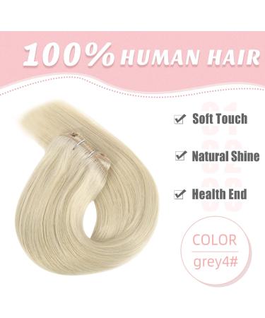 Vlasy 14 Inch Grey4# Clip in Hair Extensions - 100% Human Hair, Seamless, Natural Thick Weft - 7 Pieces for Women (70 g) - Buy Online on GoSupps.com