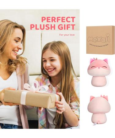 Mewaii 14'' Soft Pink Fox Mushroom Pillow Stuffed Animal Plush - Cuddly Squishy Toy for Kids | Pink Fox 14 Inch - Buy Online on GoSupps.com