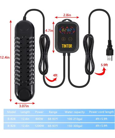 TINTOR Submersible Aquarium Heater 1200W | Double Tube Rapid Heating | LED Digital Controller | for 150-300gal Fish Tank - Buy Online on GoSupps.com