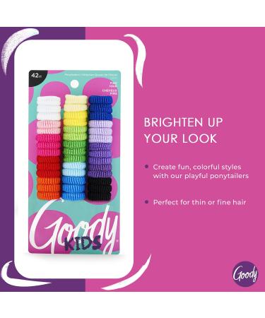Goody Kids Ouchless Tiny Terry Ponytailers - Assorted Colors - 42 Count - Pain-Free Hair Accessories for Women, Girls, Babies, and Teens - Buy Online on GoSupps.com
