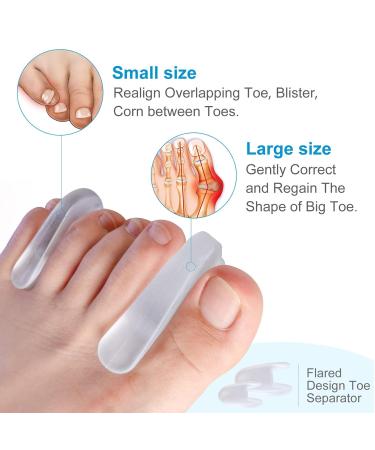 Toe Separators 8-Pack | Gel Spreader & Spacers for Hammer Toe Relief | Smooth Iron Big Toe Alignment Comfortable Correction - Buy Online on GoSupps.com