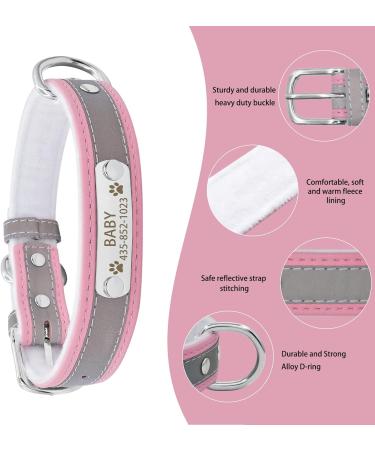 Senristar Personalized Reflective Dog Collar & Leash Set - Custom Engraved Name Tape for Small Medium & Large Dogs & Cats - Pink - XS (1.5 cm Width 19-25 cm Neck) - Buy Online on GoSupps.com