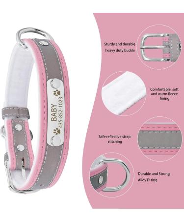 Senristar Personalized Reflective Dog Collar & Leash Set Custom Engraved Name Tag for Small Medium & Large Dogs & Cats Pink (L: 2.5 cm Width 34-45 cm Neck) - Buy Online on GoSupps.com