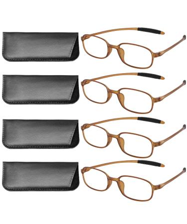 OCCI CHIARI 4 Pack Computer Reading Glasses Blue Light Blocking Readers Women Men Lightweight Flexible TR90 Reader 1.00 1.25 1.50 1.75 2.00 2.25 2.50 2.75 3.00 3.50 4.00 (Brown 225) Brown 2.25 x