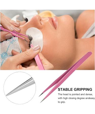 Xnivuis Eyelash Pliers Set - 4 Precision Tweezers for Eyelash Extensions & Electronics Repair (Straight & Curved Tips - Pink) - Buy Online on GoSupps.com