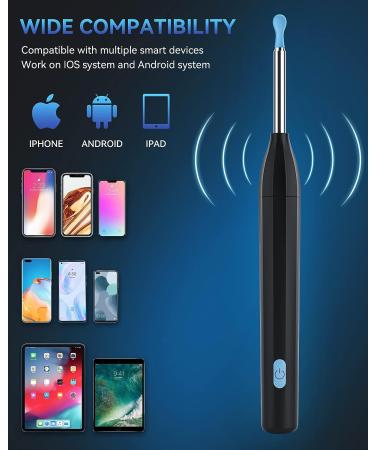 TopWigy Ear Wax Removal Tool with 1440P Camera, 6 LED Lights & 6 Spoons - Waterproof 5MP HD Ear Otoscope for iOS & Android - Black - Buy Online on GoSupps.com