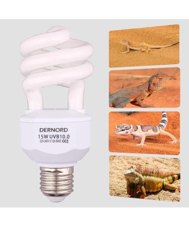 Dernord UVB & UVA Light Bulb 10.0 - 15W Compact UV Lamp for Lizard Turtle Snake & Leopard Gecko - Optimal Animal Habitat Lighting - Buy Online on GoSupps.com