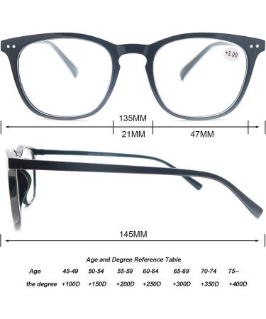 Stylish Reader Glasses 3 Pack Black/Tortoise/Clear 2.25 Lightweight Frame - Reading Glasses for Women Men - Buy Online on GoSupps.com