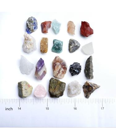 JSDDE Mineral Rock Variety Tumbled Rough Gemstone Meteorite Fragment Healing Energy Crystal Collection Box (20 pcs Rough Mini Stones Kit) - Buy Online on GoSupps.com