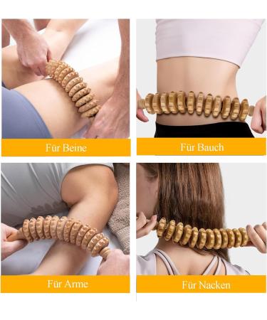 Wooden Fascia Roll & Massage Roller with Handle | Anti-Cellulite Device for Muscle Relaxation & Gua Sha | Beech Wood Body Shaping Tool - Buy Online on GoSupps.com