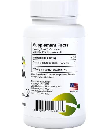 Hallusa Natural Cascara Sagrada Capsules - Gastrointestinal Tract Support for Digestive Health - 30 Day Supply - Buy Online on GoSupps.com
