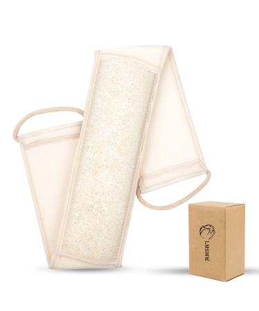 Natural Loofah Back Scrubber with Handle for Shower Bath - Exfoliating Luffa Back Sponge Loofa Body Washer Skin Exfoliator Dual-Sided for Men Women Deep Cleaning Exfoliation with Shower Strap Loofah Back Sponge