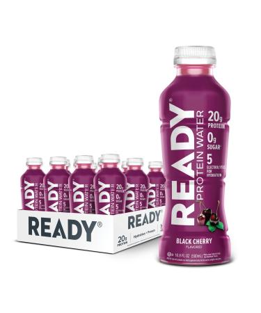 Ready Clear Protein Water 20g Whey Protein Isolate Zero Sugar Low-Calorie Sports Drink for Hydration & Recovery Electrolytes Essential Amino Acids Black Cherry 16.9 fl oz Bottles (12-Pack) Black Cherry 16.9 Fl Oz