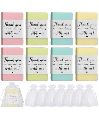 60 Set Mini Soap Favors Gift Small Scented Soap Bar Cleanser for Hands Body Gentle Skin Moisturizing Bath Soaps with White Sheer Organza Gift Bags for Baby Shower Bridal Shower Wedding Birthday Party