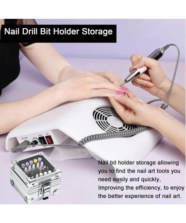 Aluminium Nail Drill Bit Holder Storage Box - 25 Holes Nail Drill Bit Stand Display Case - Nail Bits Organizer Container for Nail Art - Silver - Buy Online on GoSupps.com