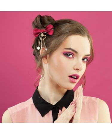 PAGOW Lolita Bow Hair Clips with Small Stars & Heart Pendant - Red & Black Barrettes for Teens & Women - Buy Online on GoSupps.com