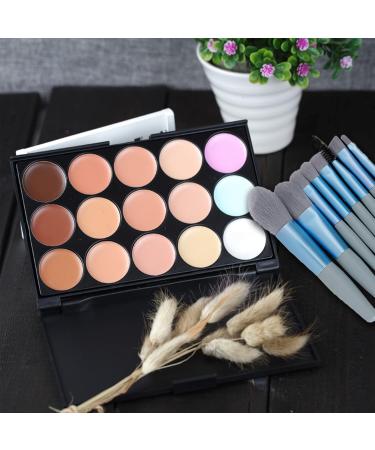 Wishesmar Concealer Palette - 15 Shades Color Corrector for Eye Rings | Camouflage Concealer & 8 Makeup Brushes | Perfect for Daily & Professional Use - Buy Online on GoSupps.com