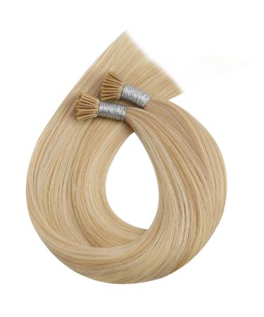 Moresoo I-Tip Keratin Bonding Extensions - 60 cm Caramel Blonde & Platinum Blonde Real Hair - 0.8g/s 50 Strands Pack #P14/613 - Buy Online on GoSupps.com