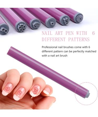 Nizerrd 6 Pcs Nail Art Stamp Pen Set Nail Tools Nail Art Pen with 6 Different Patterns Nail Stamp French Tip Nail Tool for Diy & Professional Use (pink one size) one size Pink - Buy Online on GoSupps.com