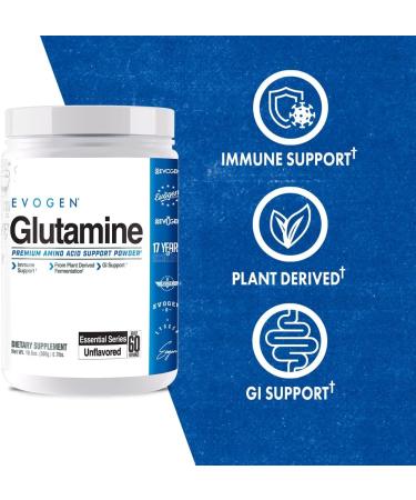 Evogen Glutamine - Premium Recovery Amino Acid | Supports Muscle Recovery | L-Glutamine | Unflavored | 60 Servings - Buy Online on GoSupps.com