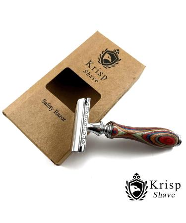 Long Wood Handle Safety Razor - Double Edge Manual Razor for Men & Women | 6 Piece Set with 5 Blades - 4.2 Inch Multi-Color Design | International Shipping Available - Buy Online on GoSupps.com